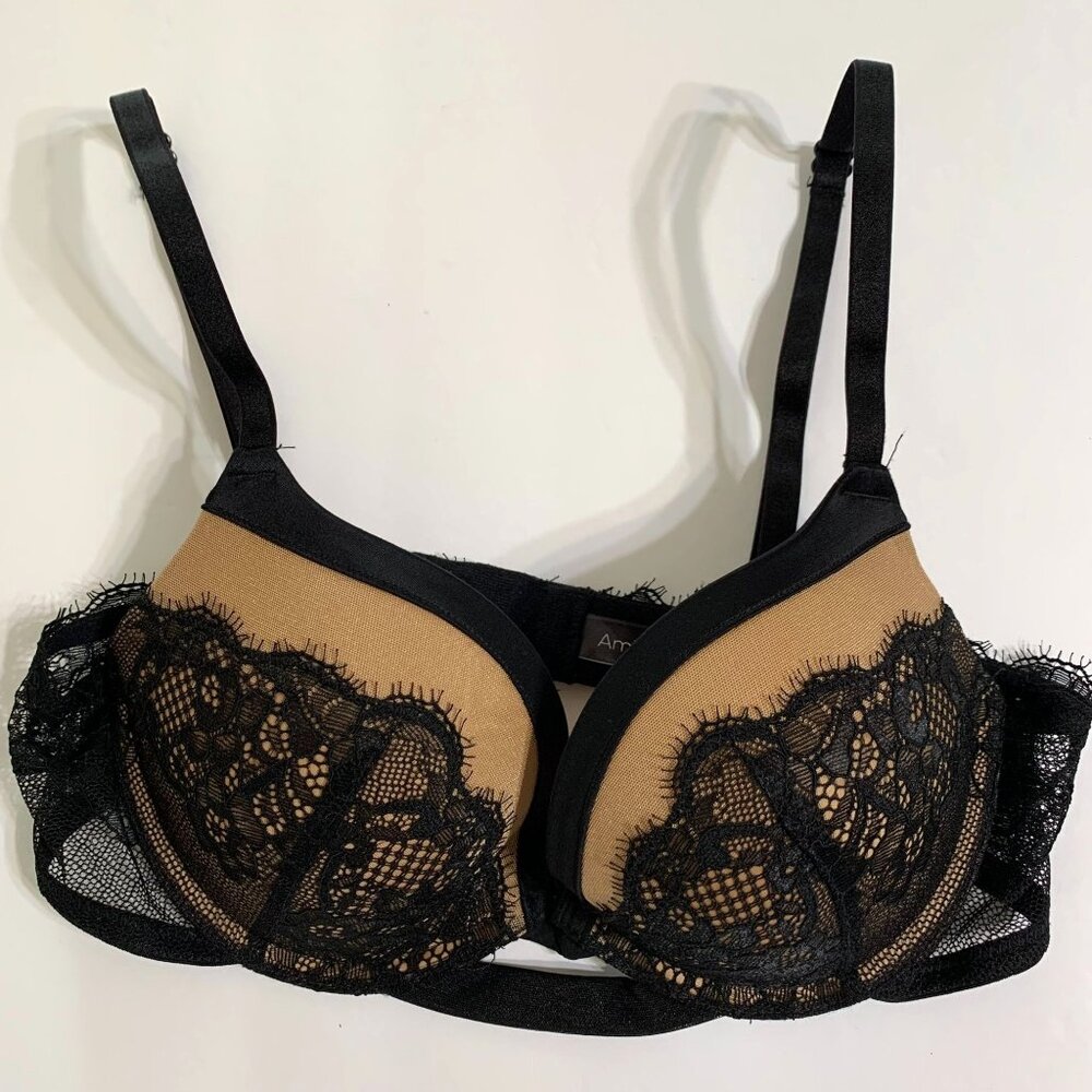 Ambrielle‎ Lace Plunge Push Up Bra Two-Toned 34B